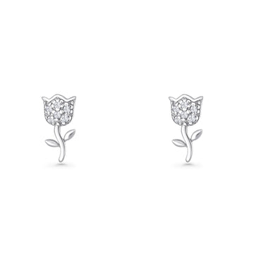 Tulip Rose Flower Stud Earring